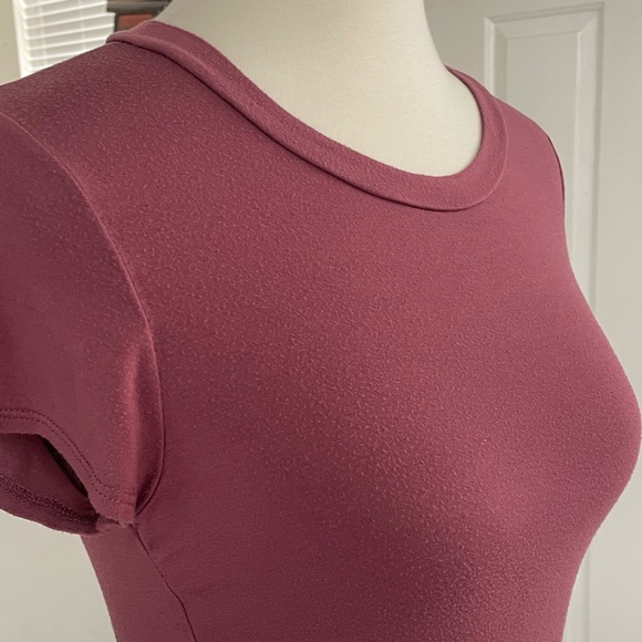 Sheath Tshirt Style Mini Dress with Crew Neck and Short Sleeves - Picture 6 of 8